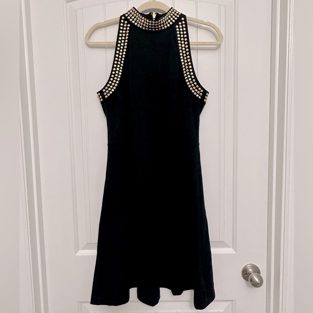Black Michael Kors Dress with Gold Rhinestone Details- Size6